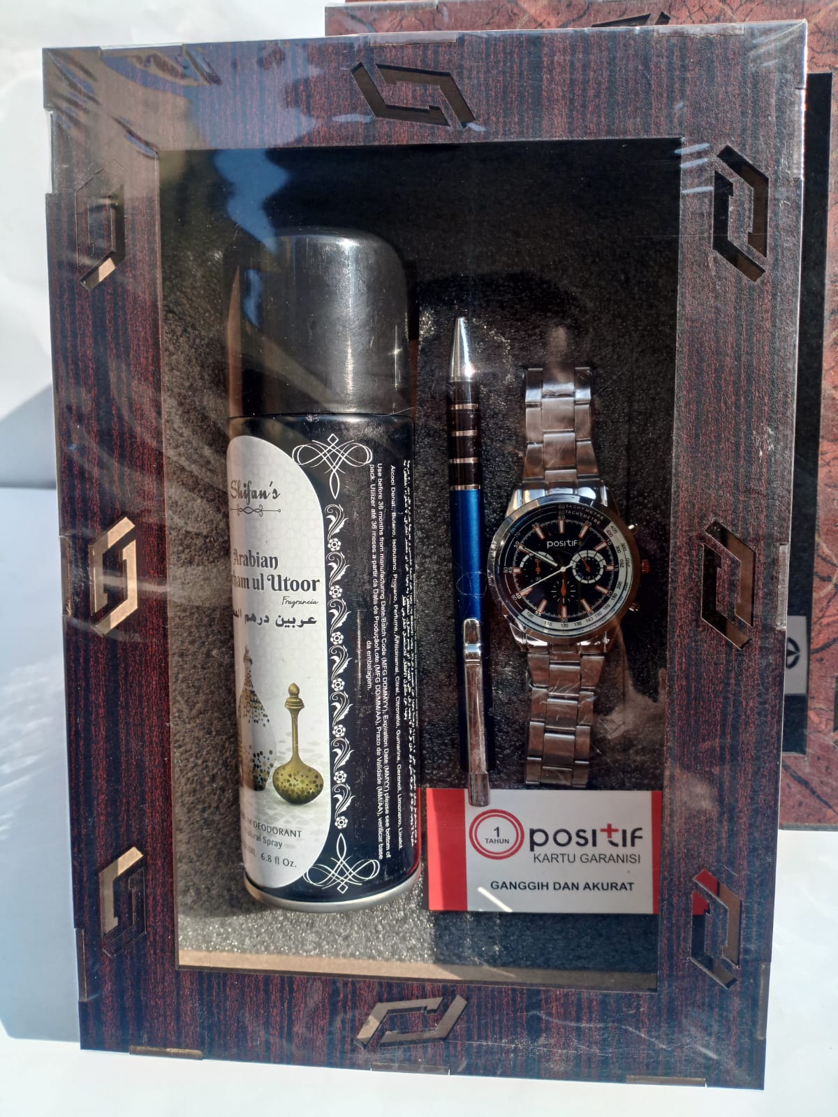 Watch pen and body spray stylish wooden gift box for men